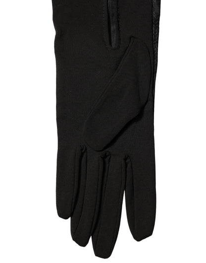 Black Viscose Long Elbow Length Gloves