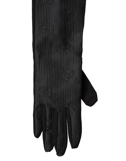 Black Viscose Long Elbow Length Gloves