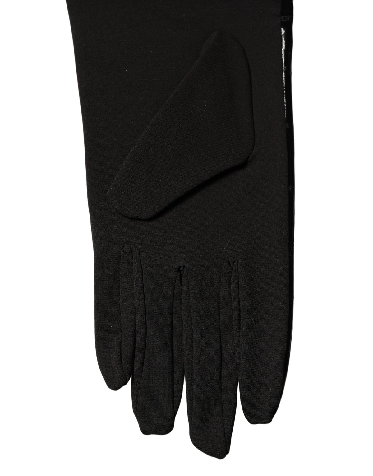 Black Polyester Patterned Short Length Gloves