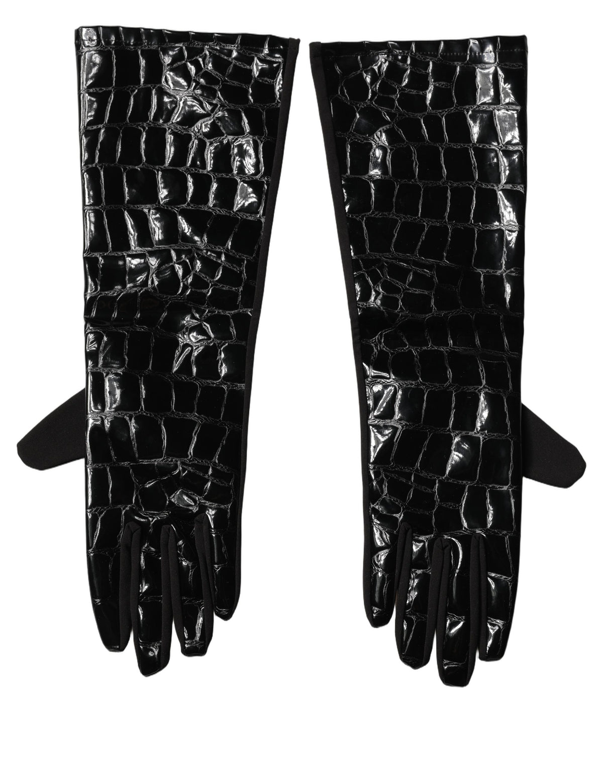 Black Polyester Patterned Short Length Gloves