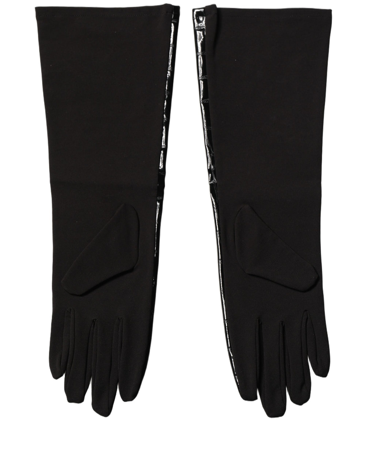 Black Polyester Patterned Short Length Gloves