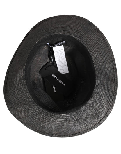 Men Gray Paper Woven Wide Brim Fedora Hat
