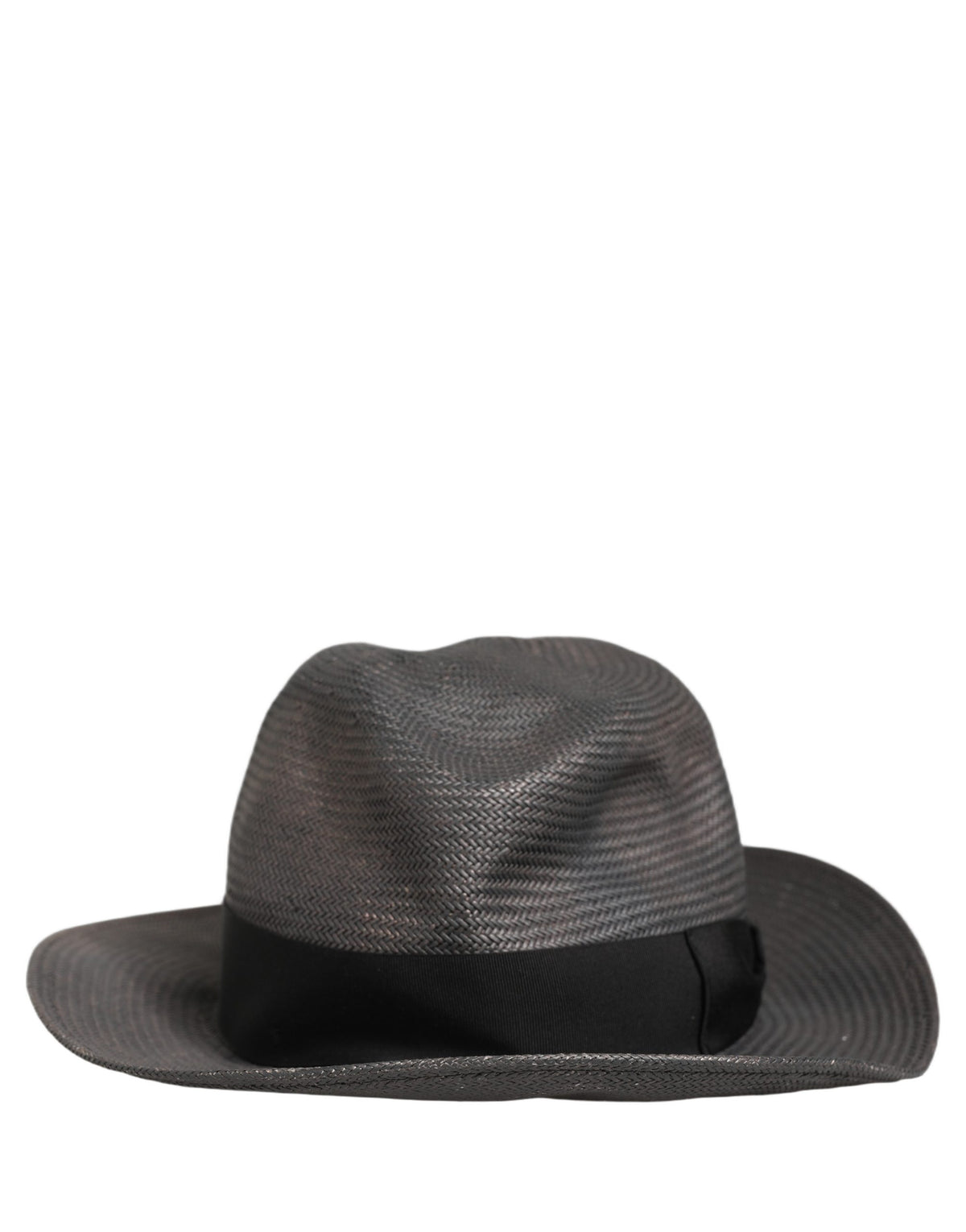 Men Gray Paper Woven Wide Brim Fedora Hat