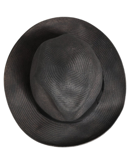 Men Gray Paper Woven Wide Brim Fedora Hat