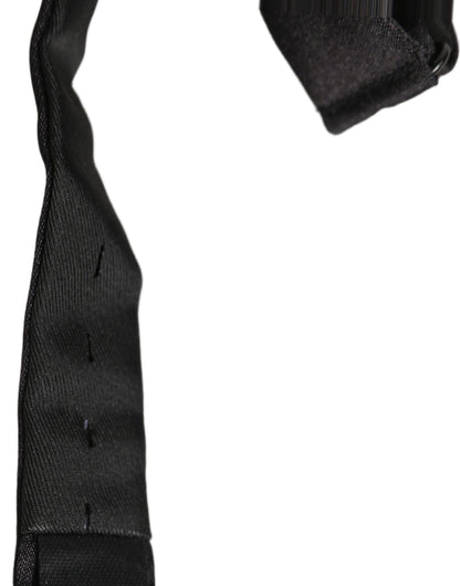 Men Black 100% Silk Adjustable Neck Papillon Bow Tie