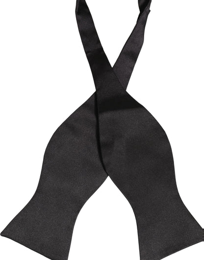 Men Black 100% Silk Adjustable Neck Papillon Bow Tie