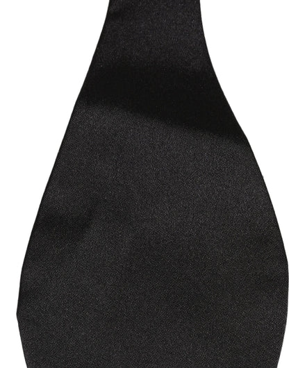 Men Black 100% Silk Adjustable Neck Papillon Bow Tie