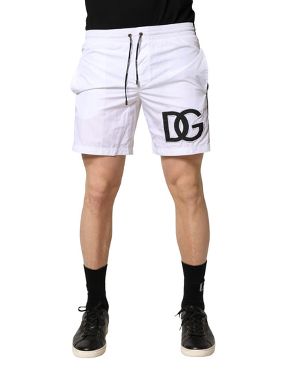 White DG Logo Men Drawstring Shorts Swimwear