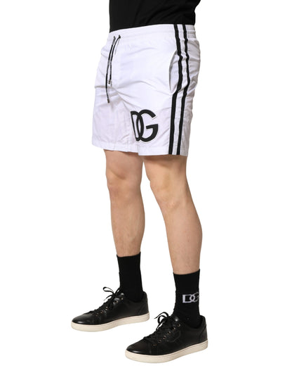 White DG Logo Men Drawstring Shorts Swimwear