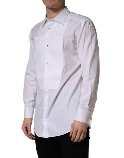 White Cotton Collared Bib GOLD Dress Shirt