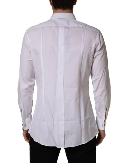 White Cotton Collared Bib GOLD Dress Shirt