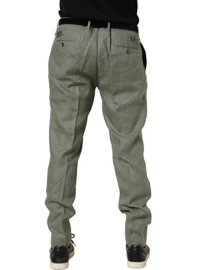 Gray Linen Tapered Men Dress Trouser Pants