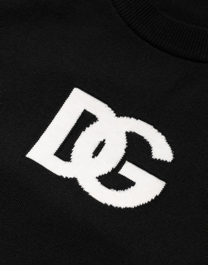 Black Wool DG Logo Men Crew Neck Sweater