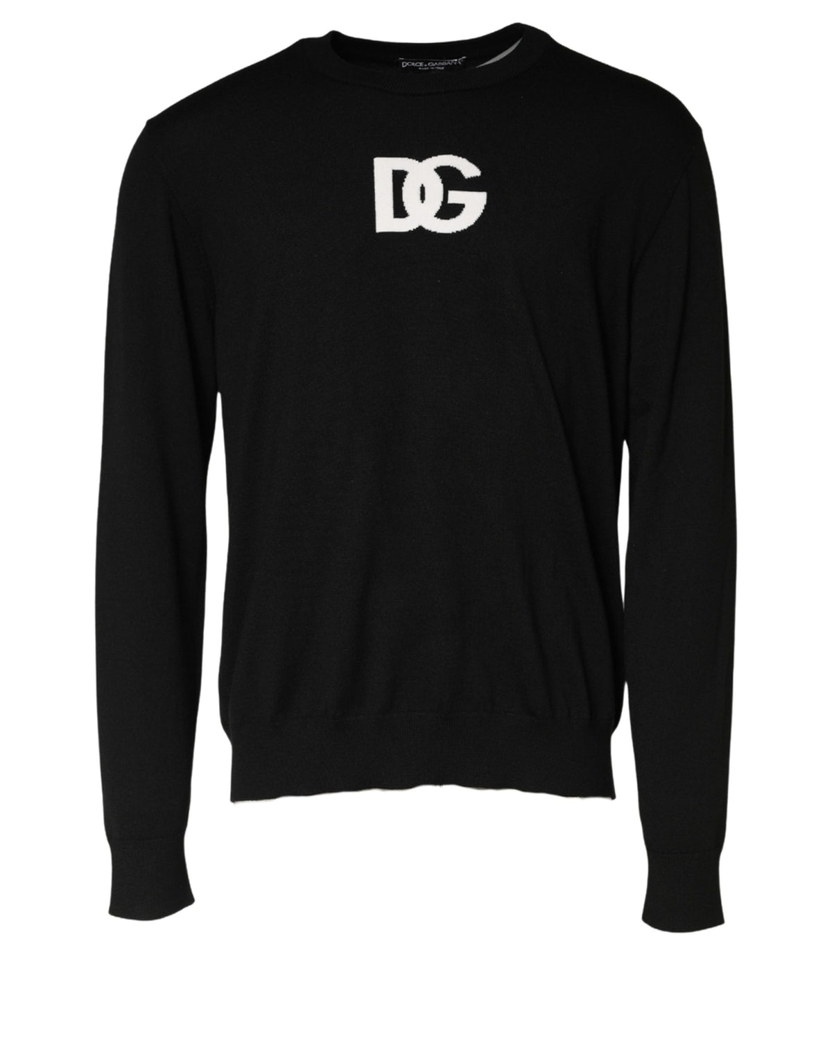 Black Wool DG Logo Men Crew Neck Sweater