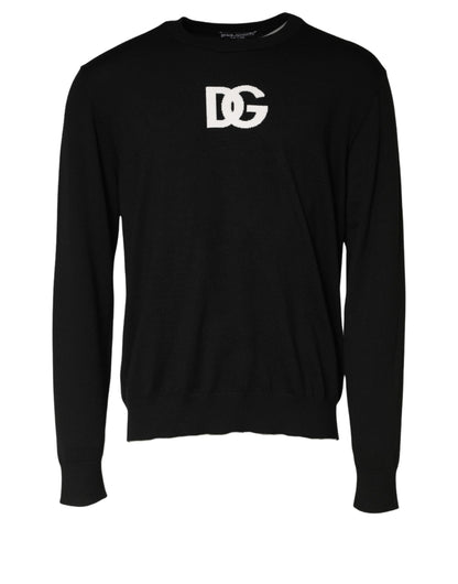Black Wool DG Logo Men Crew Neck Sweater
