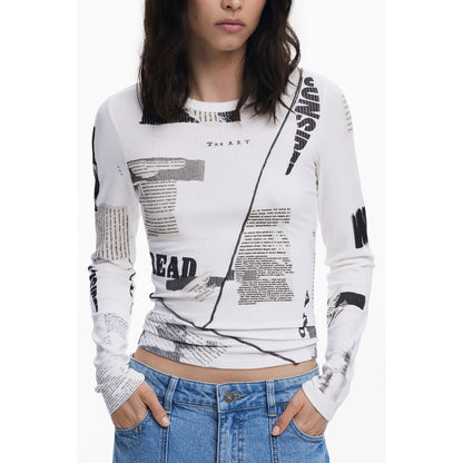 White Viscose Women T-Shirt