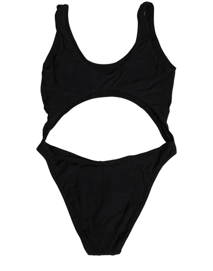 Black Cutout Logo One Piece Swimsuit Swimwear