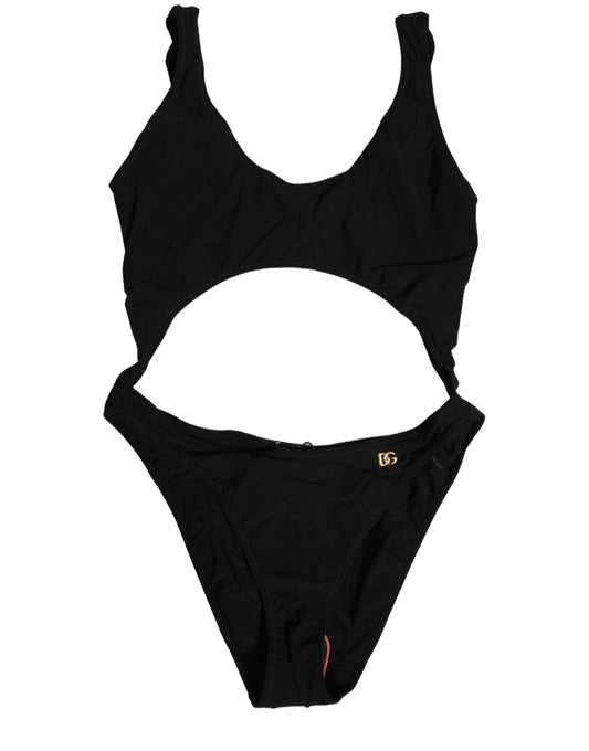 Black Cutout Logo One Piece Swimsuit Swimwear