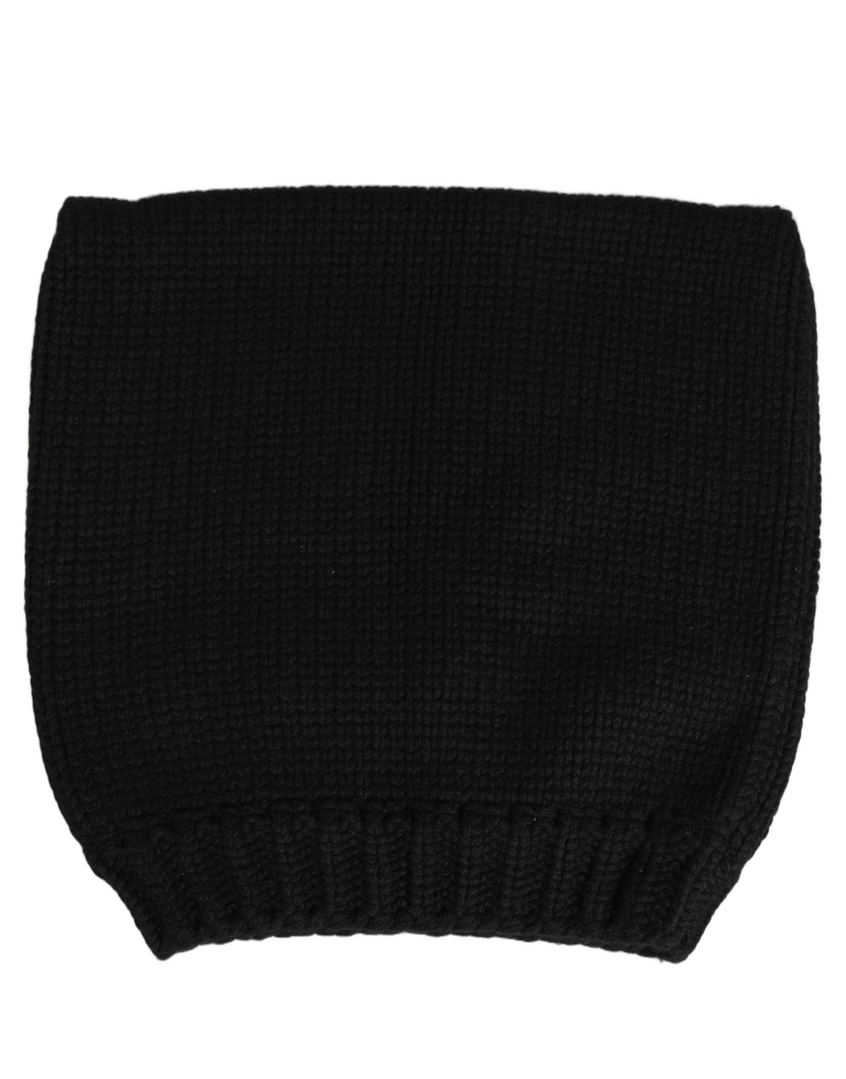 Black Cashmere Knitted Ribbed Cuff Beanie Hat