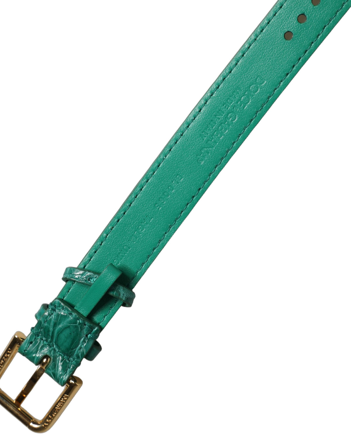 Green Embossed Leather Gold Buckle Belt Strap Bracelet
