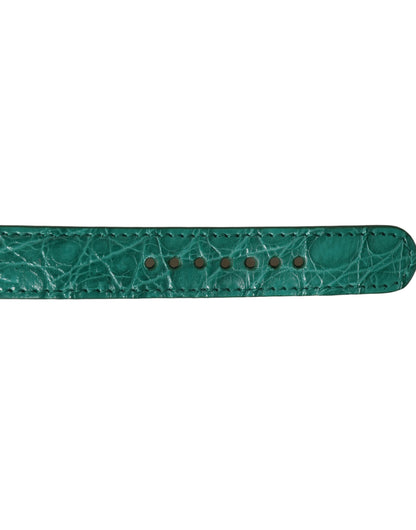 Green Embossed Leather Gold Buckle Belt Strap Bracelet