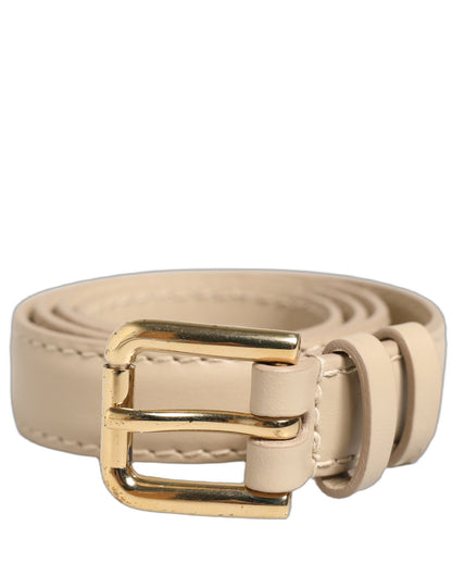 Beige Embossed Leather Gold Buckle Belt Strap Bracelet