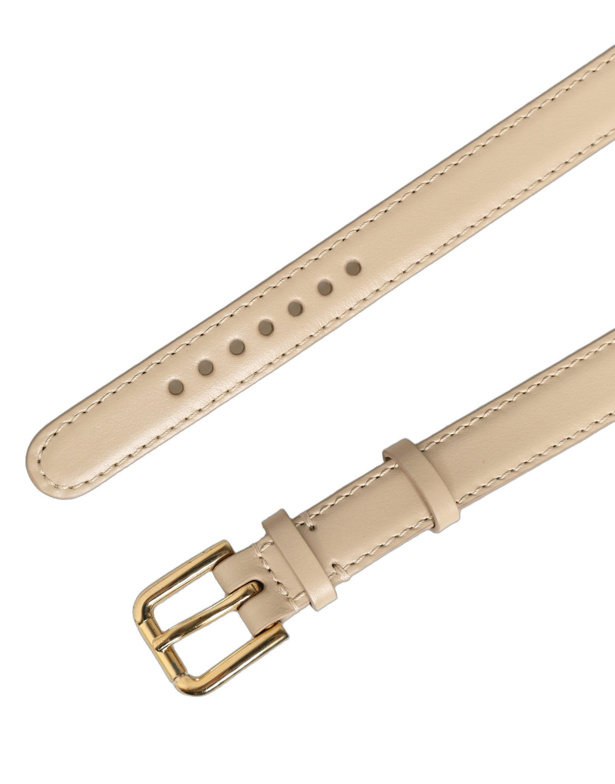 Beige Embossed Leather Gold Buckle Belt Strap Bracelet