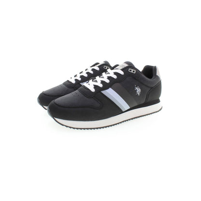 Black Polyester Men's Sneakers
