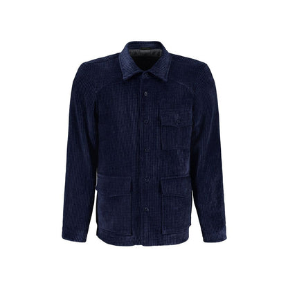 Blue Polyester Full-Length Jacket