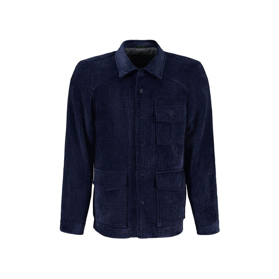 Blue Polyester Full-Length Jacket