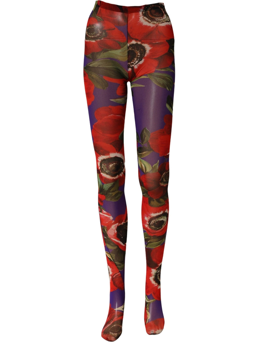 Multicolor Floral Nylon Tights Stockings Socks
