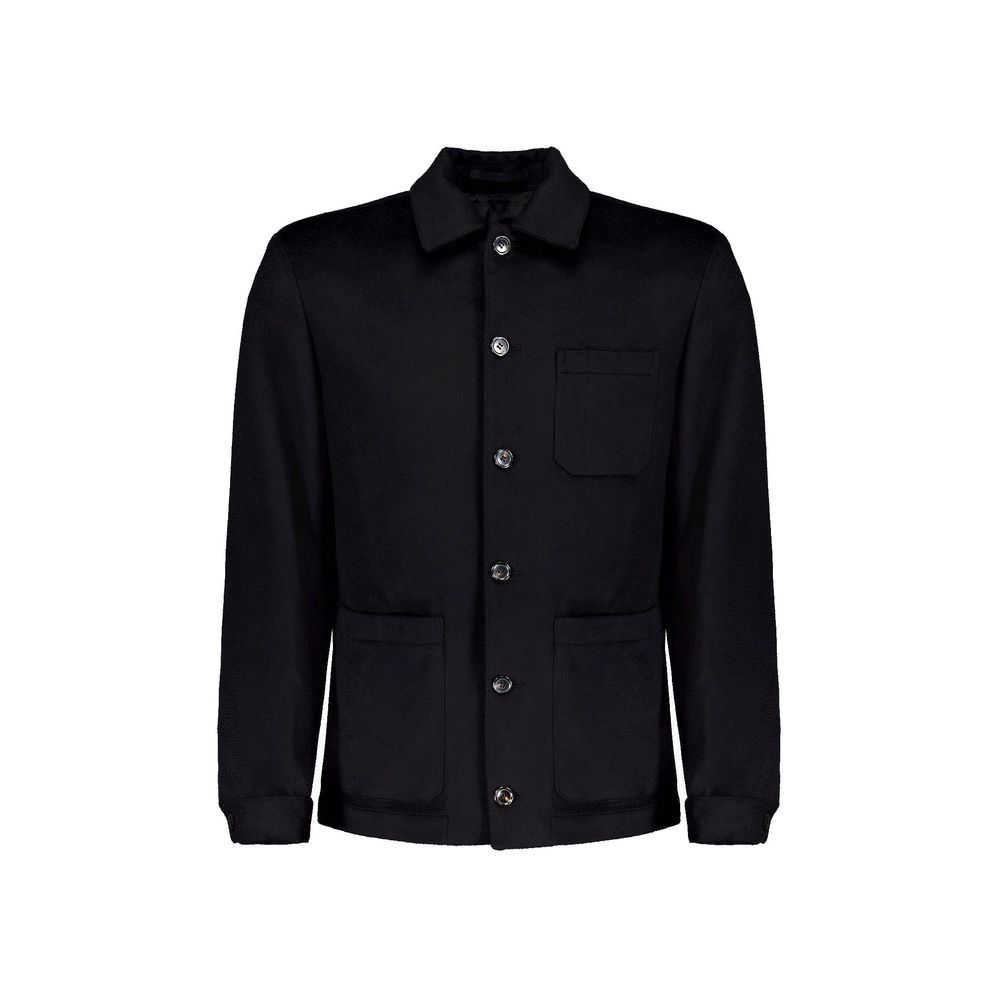 Black Wool Full-Length Jacket