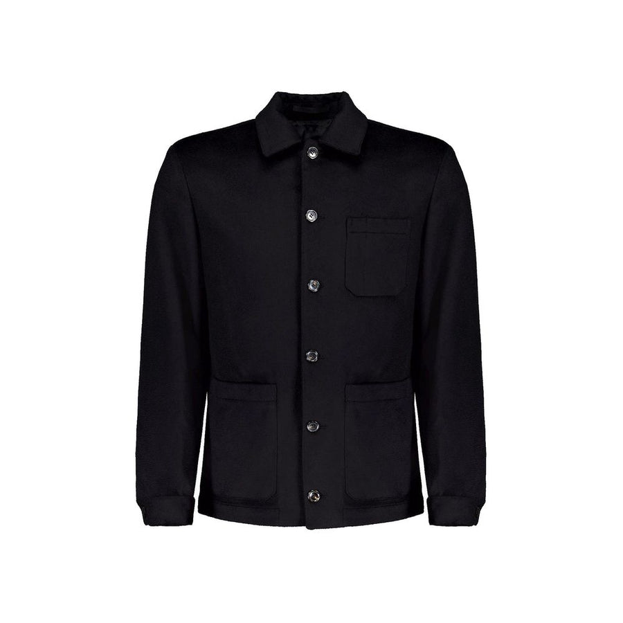 Black Wool Full-Length Jacket