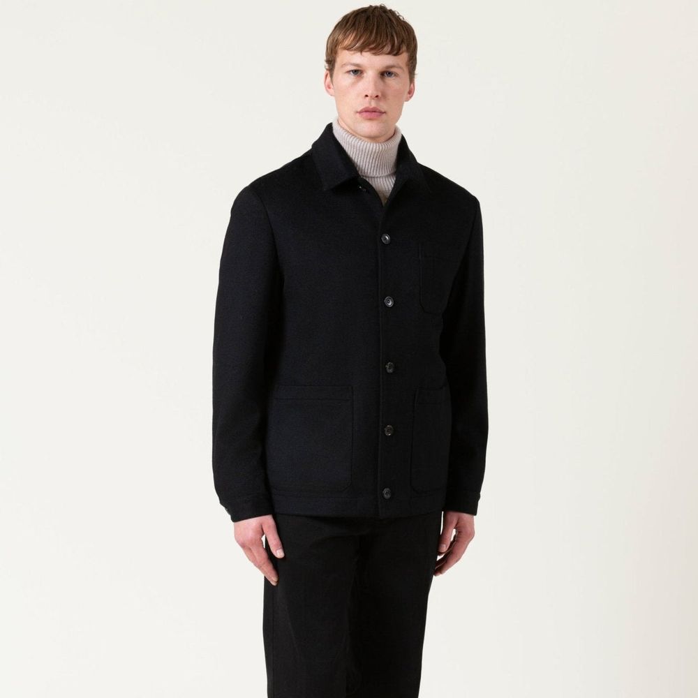 Black Wool Full-Length Jacket