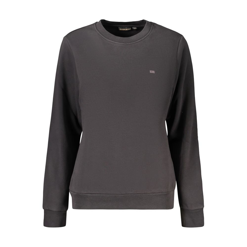 Black Cotton Blend Women Sweatshirt