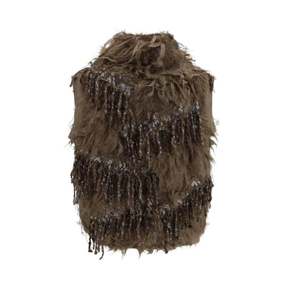 Beige Mohair Sleeveles Sweater