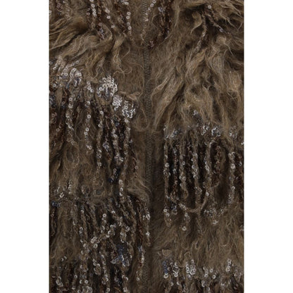 Beige Mohair Sleeveles Sweater