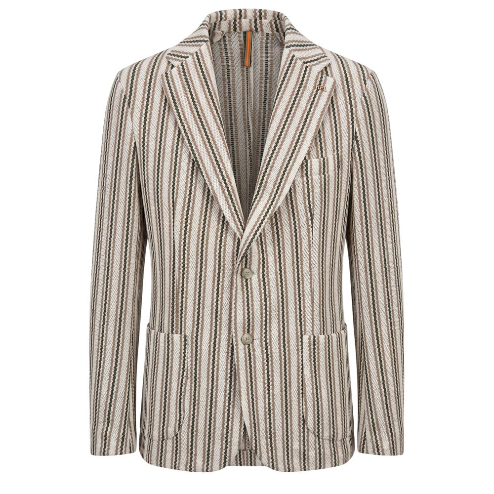 Beige Cotton Men Jacket
