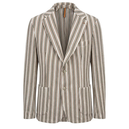 Beige Cotton Men Jacket