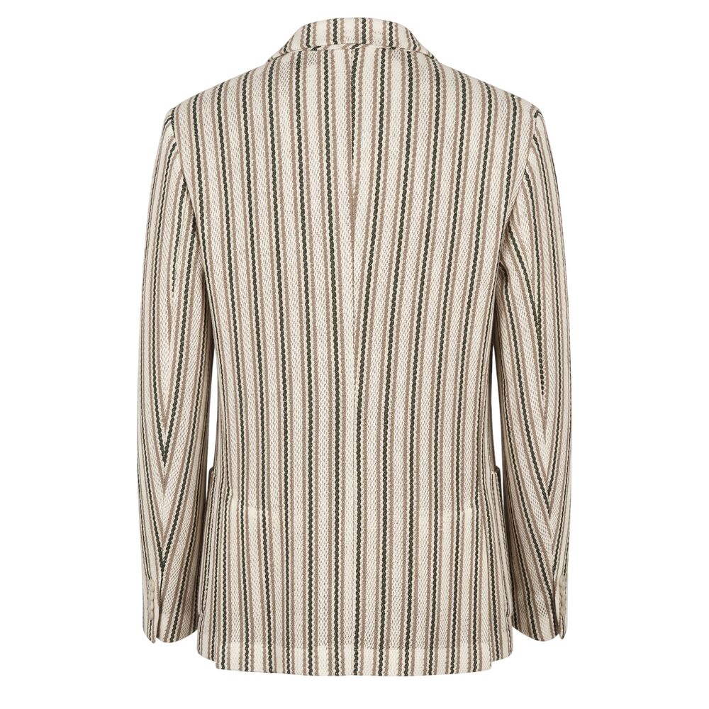 Beige Cotton Men Jacket