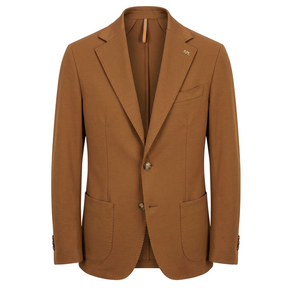Brown Cotton Men Jacket