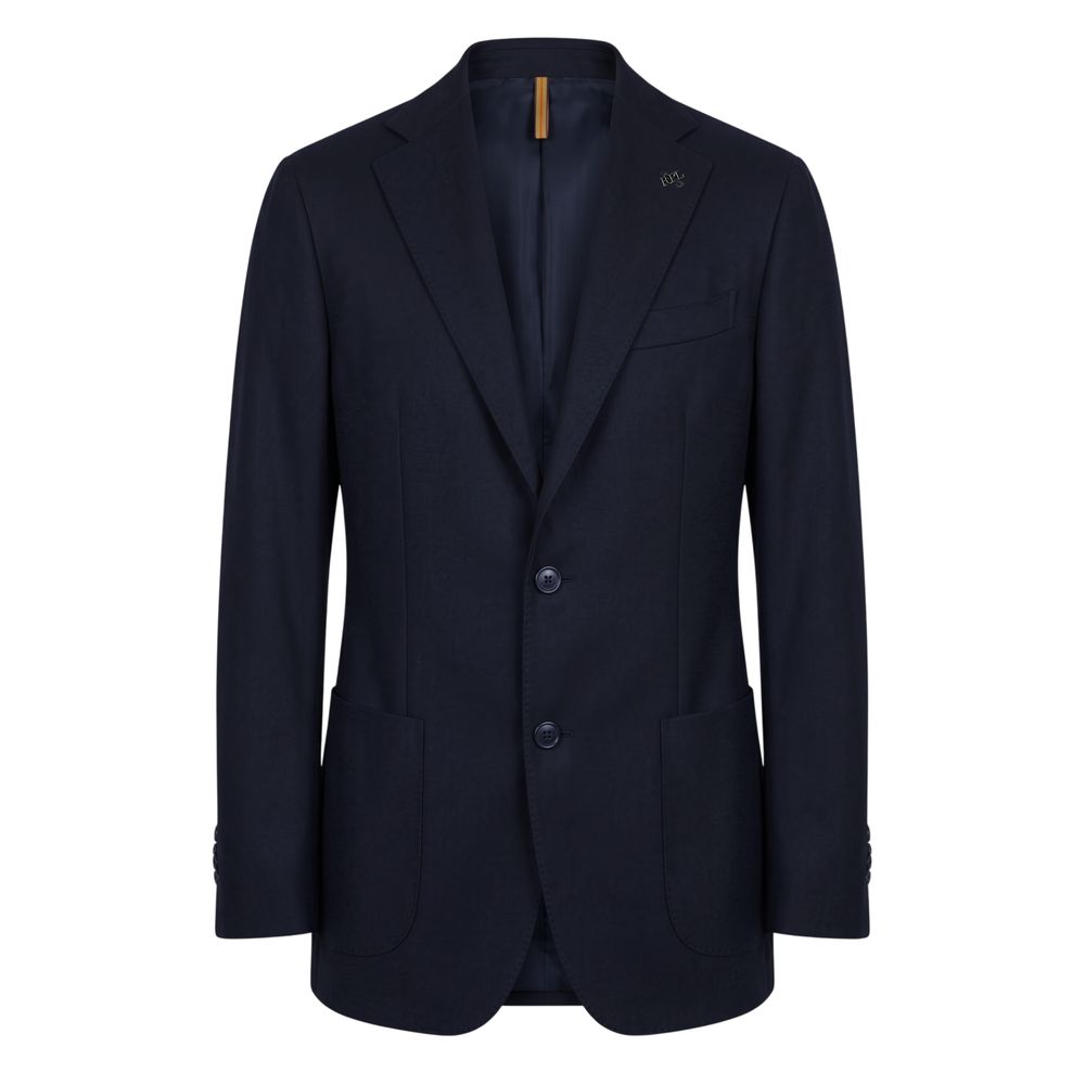 Blue Viscose Men Jacket