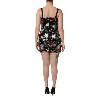 Black Floral Sequin Sleeveless Sheath Dress