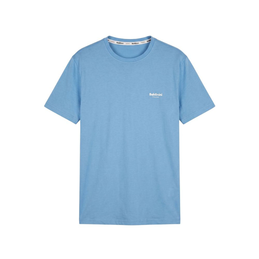 Light Blue Cotton Men T-Shirt