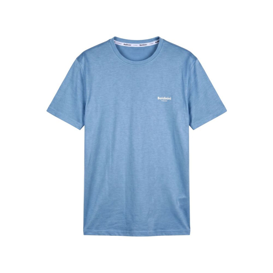 Light Blue Cotton Men T-Shirt