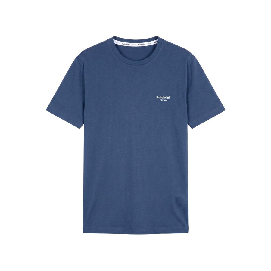 Blue Cotton Men T-shirt
