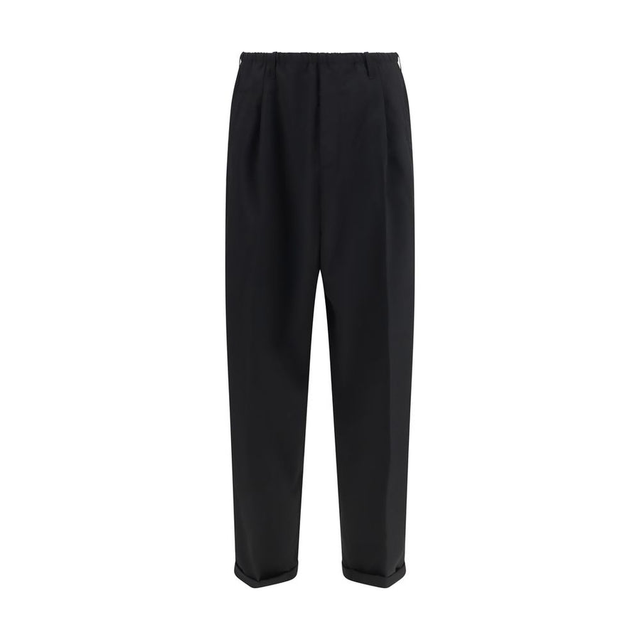 Black Polyester Casual Pants
