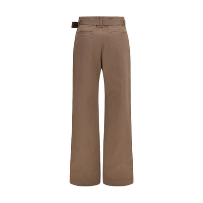 Brown Polyester Casual Pants