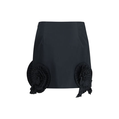 Black Polyester Mini Skirt