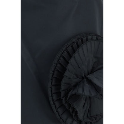 Black Polyester Mini Skirt